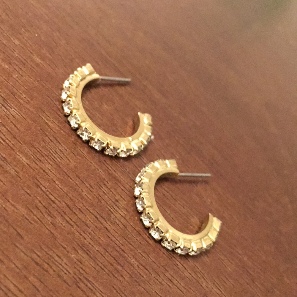 💎SALE💎 gold and diamond hoop earrings